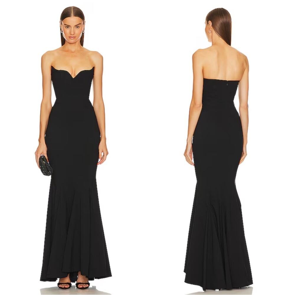 Michael Costello Billie Black Bustier Strapless Bodycon Maxi Dress Size XS - Picture 1 of 8